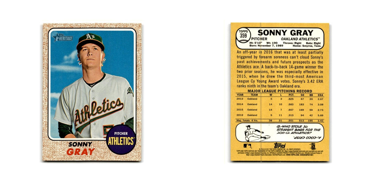 Sonny Gray 2017 Topps Heritage #359 Oakland Athletics Baseball Card NM