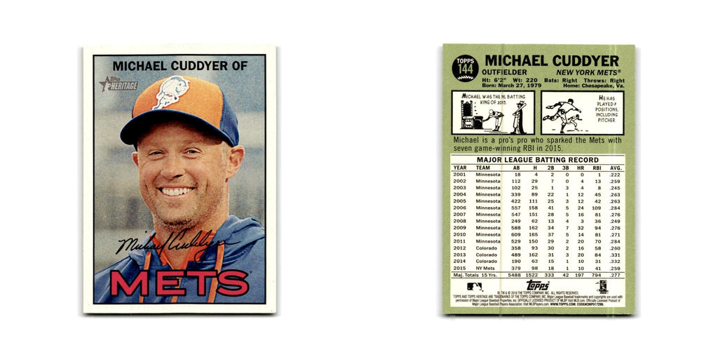 Michael Cuddyer 2016 Topps Heritage #144 New York Mets Baseball Card NM