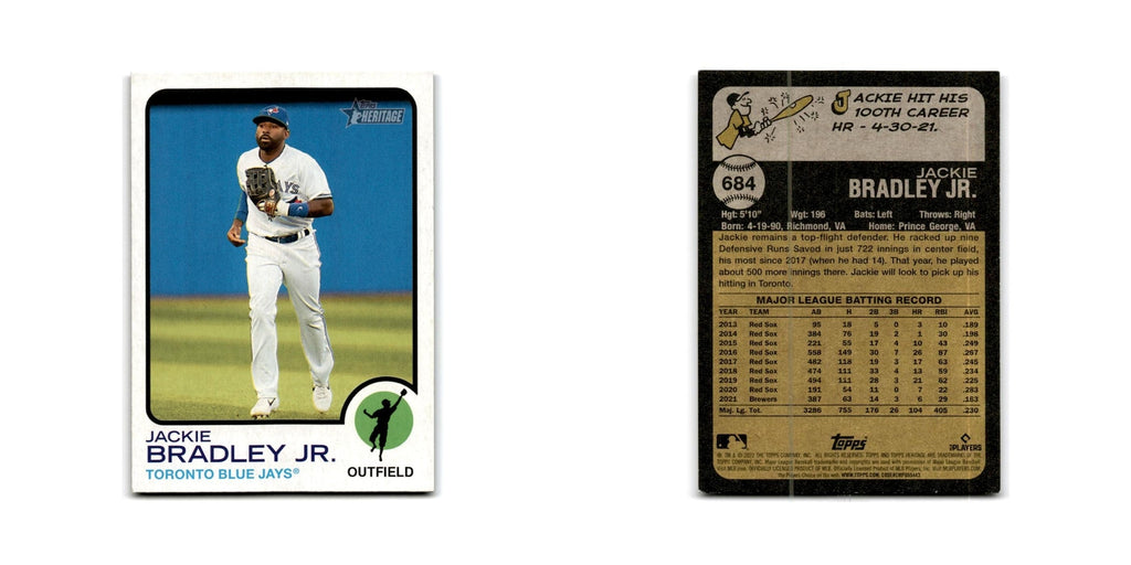 Jackie Bradley 2022 Topps Heritage #684 Toronto Blue Jays Baseball Card NM