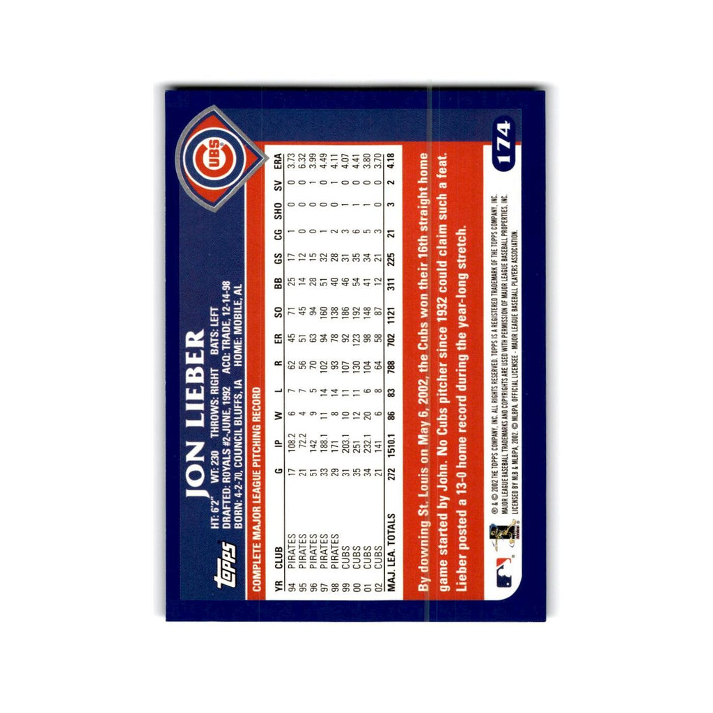 Jon Lieber 2003 Topps #174 Chicago Cubs Baseball Card NM
