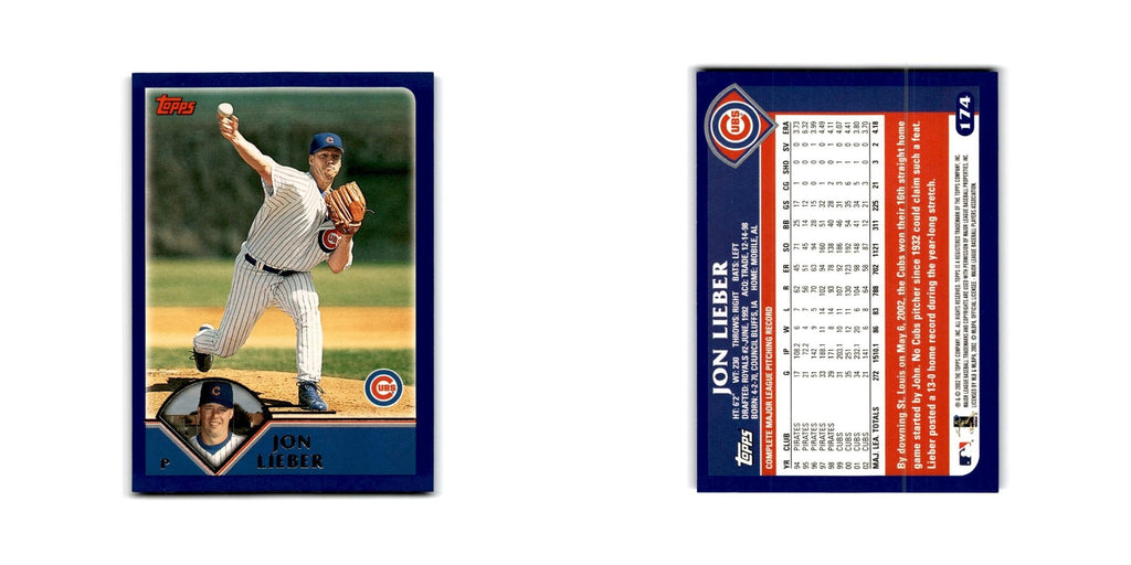 Jon Lieber 2003 Topps #174 Chicago Cubs Baseball Card NM