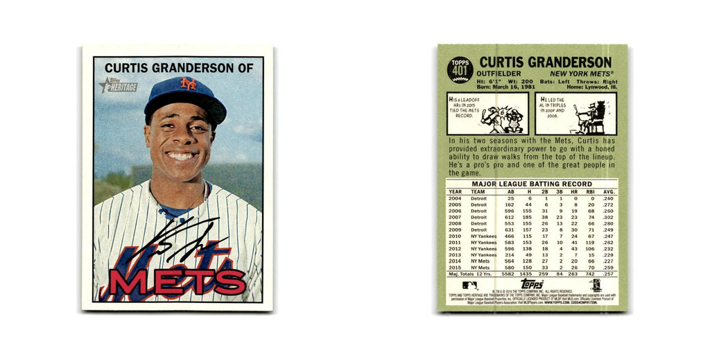 Curtis Granderson 2016 Topps Heritage #401 New York Mets Baseball Card NM