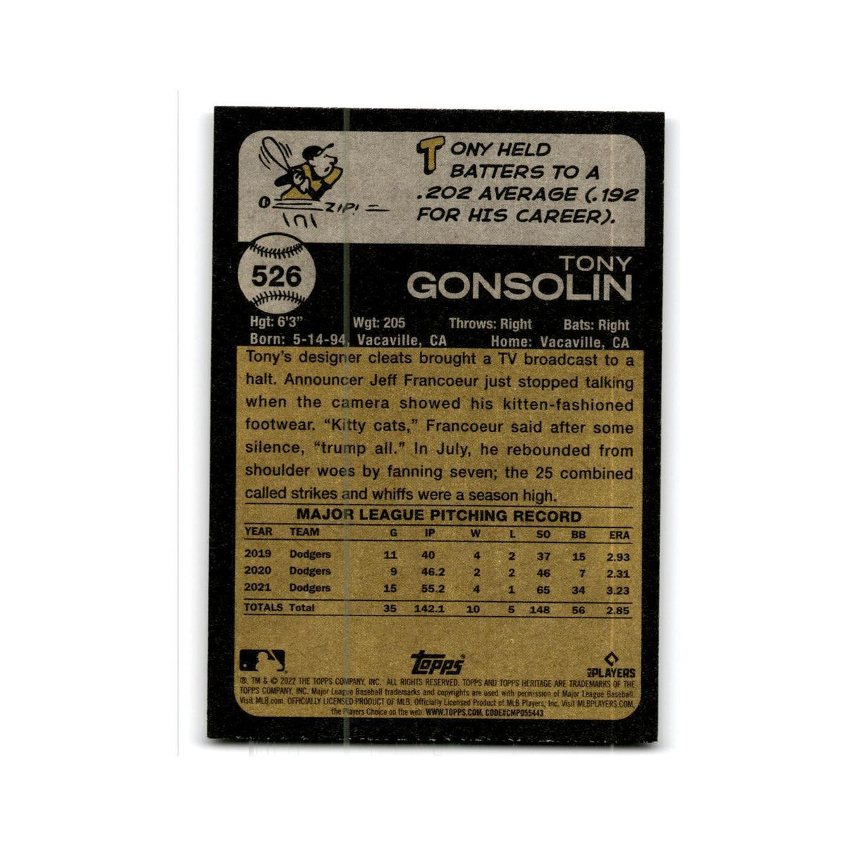 Tony Gonsolin 2023 Topps Heritage #202 Los Angeles Dodgers Baseball Card NM