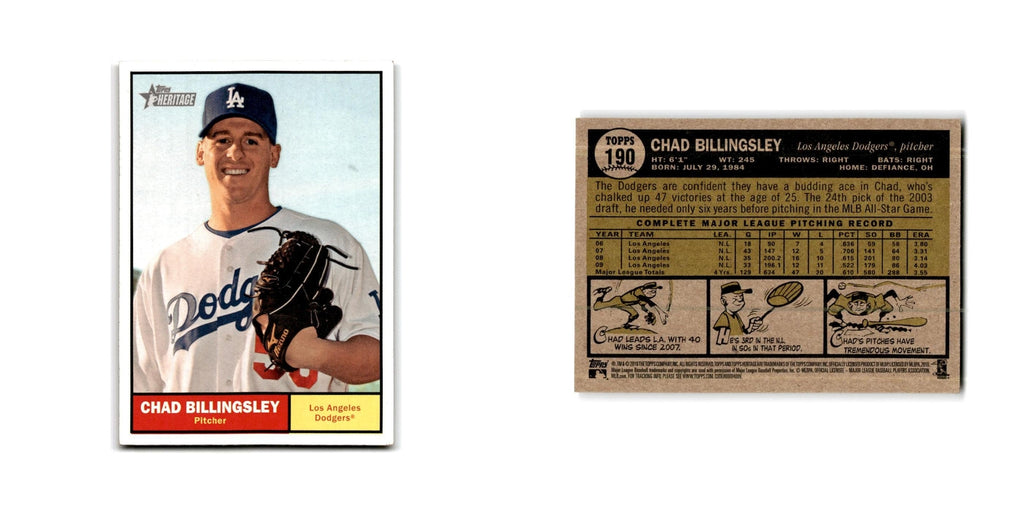Chad Billingsley 2010 Topps Heritage #190 Los Angeles Dodgers Baseball Card NM