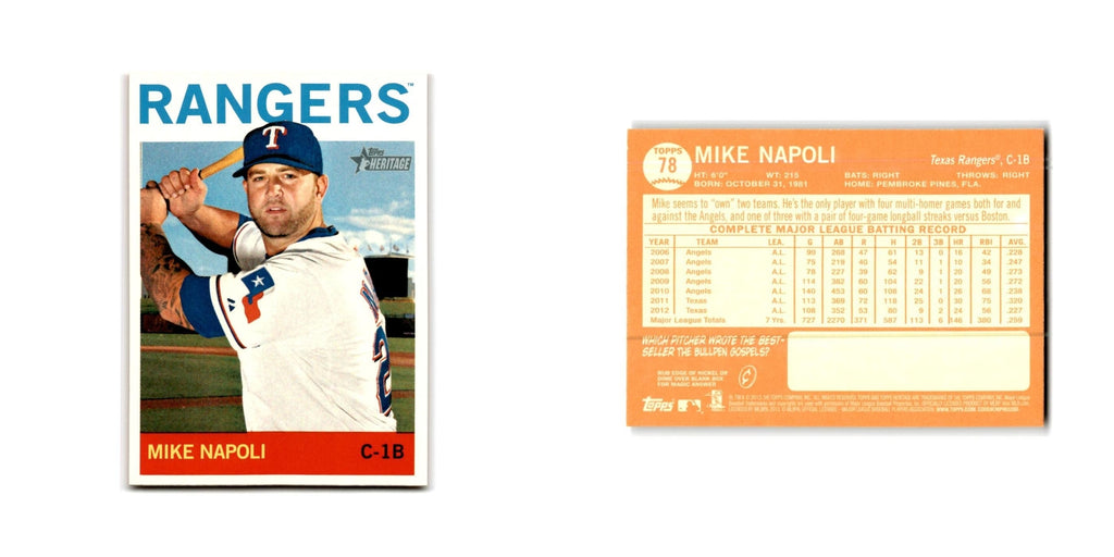 Mike Napoli 2013 Topps Heritage #78 Texas Rangers Baseball Card NM