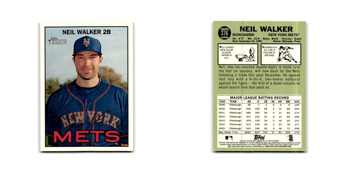 Neil Walker 2016 Topps Heritage #376 New York Mets Baseball Card NM