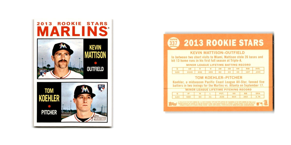 Kevin Mattison Tom Koehler Rookie 2013 Topps Heritage #337 Miami Marlins NM