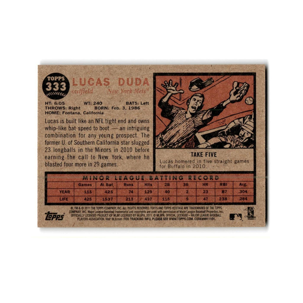 Lucas Duda Rookie 2011 Topps Heritage #333 New York Mets Baseball Card NM