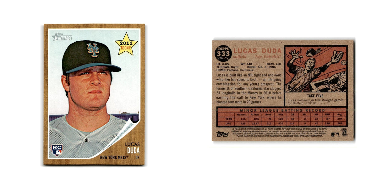Lucas Duda Rookie 2011 Topps Heritage #333 New York Mets Baseball Card NM