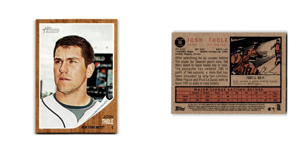 Josh Thole 2011 Topps Heritage #26 New York Mets Baseball Card NM