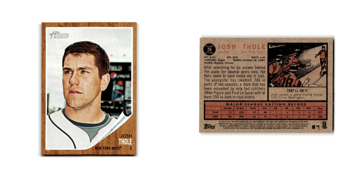 Josh Thole 2011 Topps Heritage #26 New York Mets Baseball Card NM