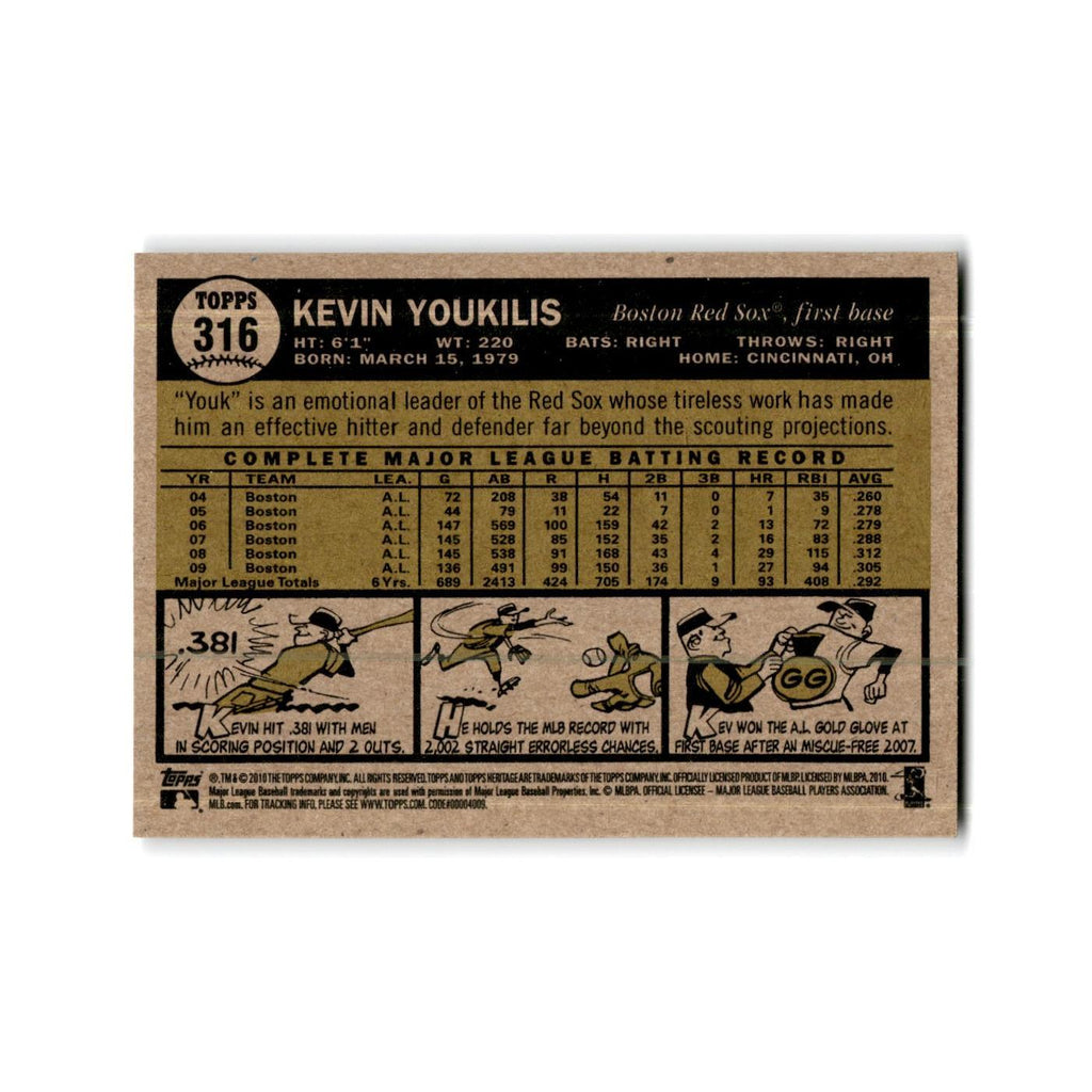 Kevin Youkilis 2010 Topps Heritage #316 Boston Red Sox Baseball Card NM
