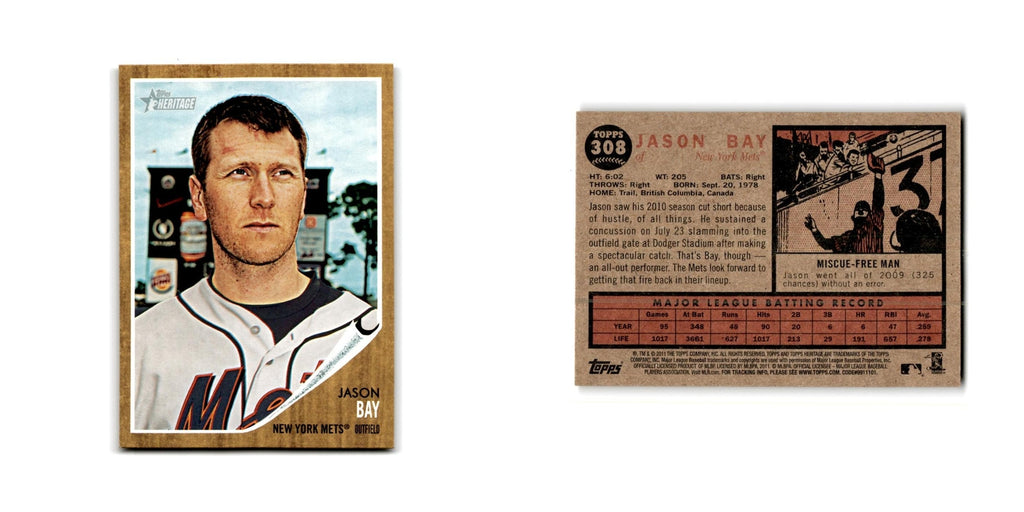 Jason Bay 2011 Topps Heritage #308 New York Mets Baseball Card NM