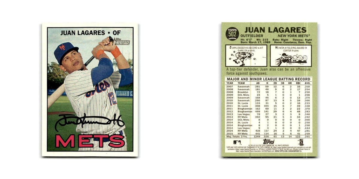 Juan Lagares 2016 Topps Heritage #502 New York Mets Baseball Card NM