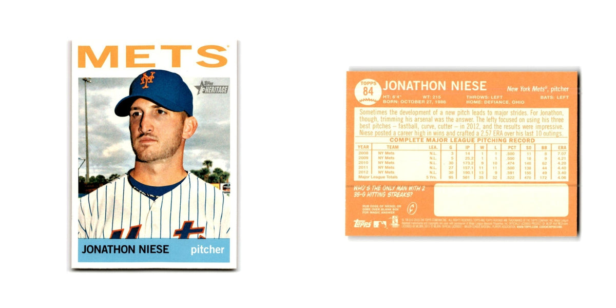 Jonathon Niese 2013 Topps Heritage #84 New York Mets Baseball Card NM