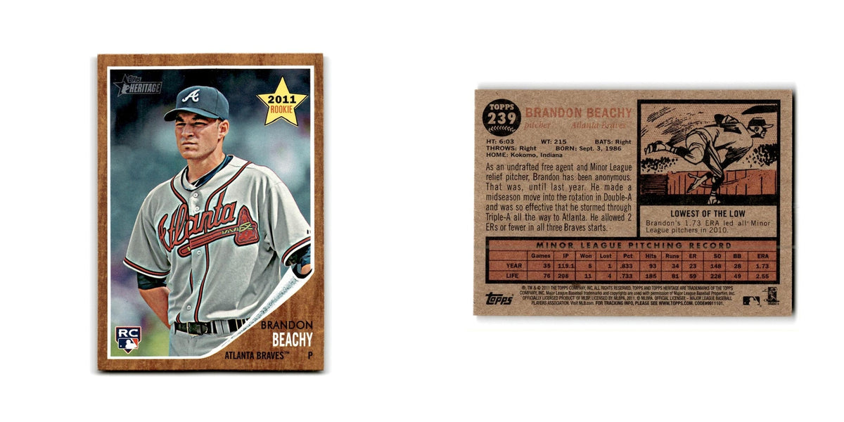 Brandon Beachy Rookie 2011 Topps Heritage #239 Atlanta Braves Baseball Card NM