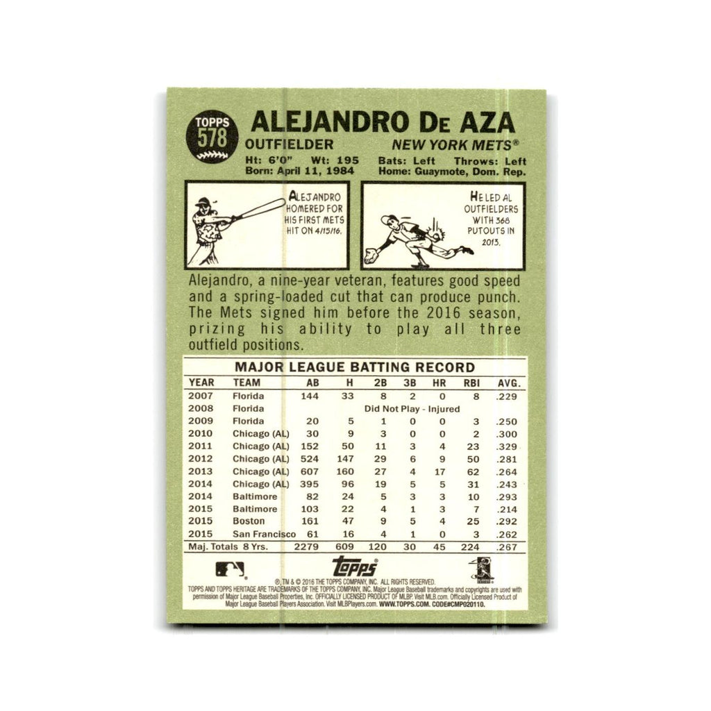 Alejandro De Aza 2016 Topps Heritage #578 New York Mets Baseball Card NM