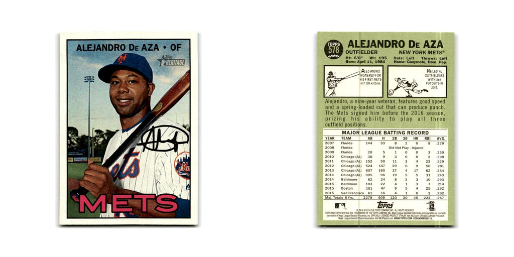 Alejandro De Aza 2016 Topps Heritage #578 New York Mets Baseball Card NM
