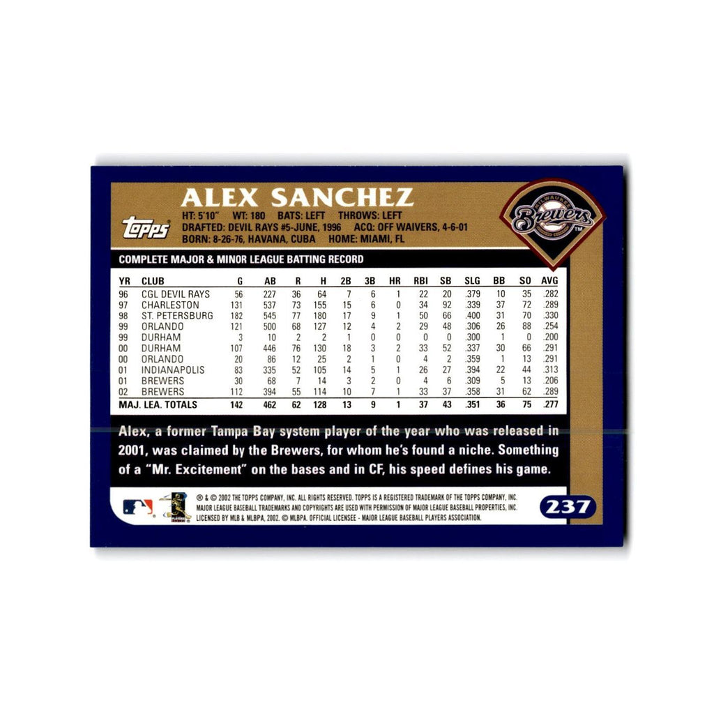 Alex Sanchez 2003 Topps #237 Milwaukee Brewers Baseball Card NM