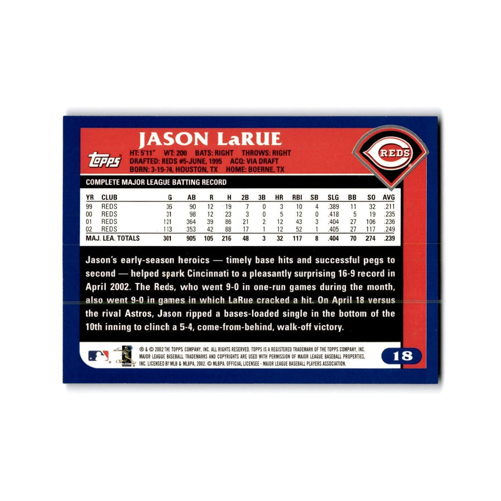 Jason Larue 2003 Topps #18 Cincinnati Reds Baseball Card NM