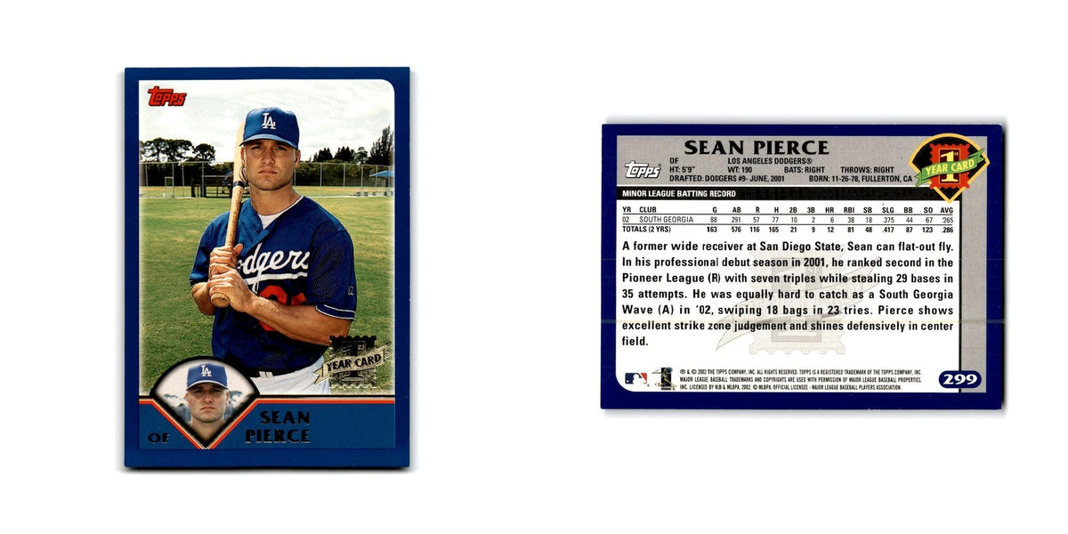 Sean Pierce 2003 Topps #299 Los Angeles Dodgers Baseball Card NM