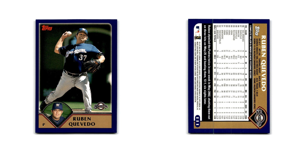 Ruben Quevedo 2003 Topps #111 Milwaukee Brewers Baseball Card NM