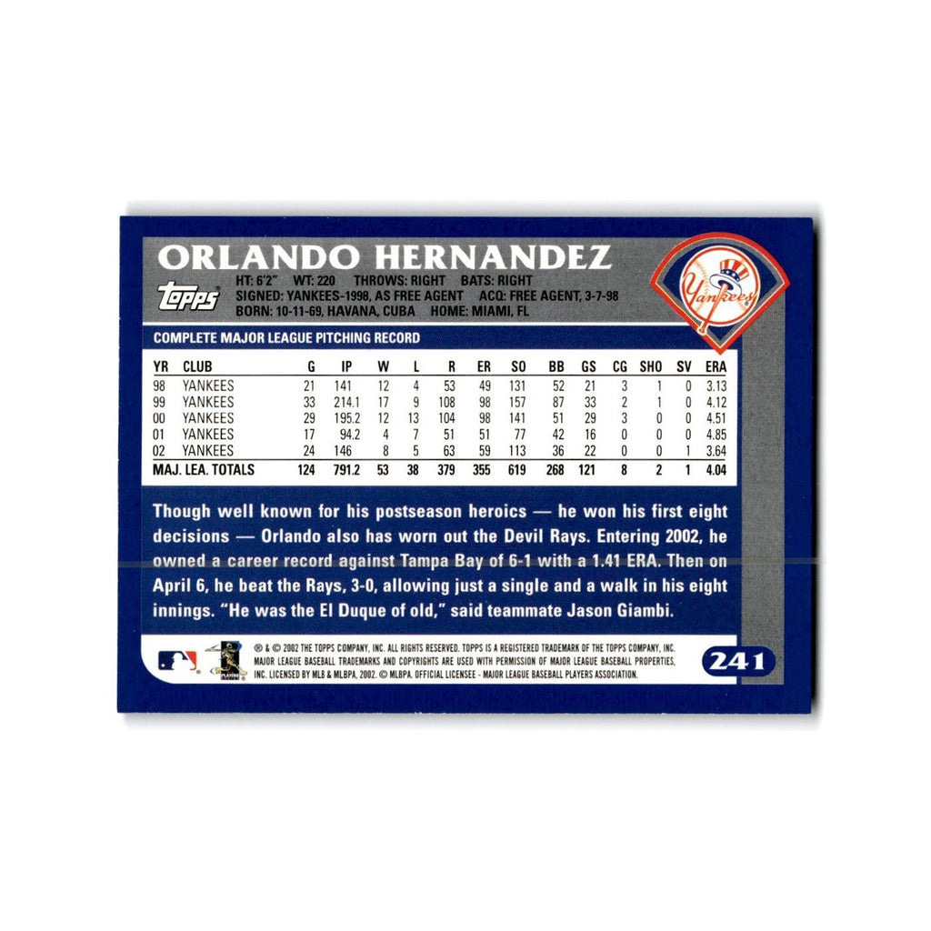 Orlando Hernandez 2003 Topps #241 New York Yankees Baseball Card NM