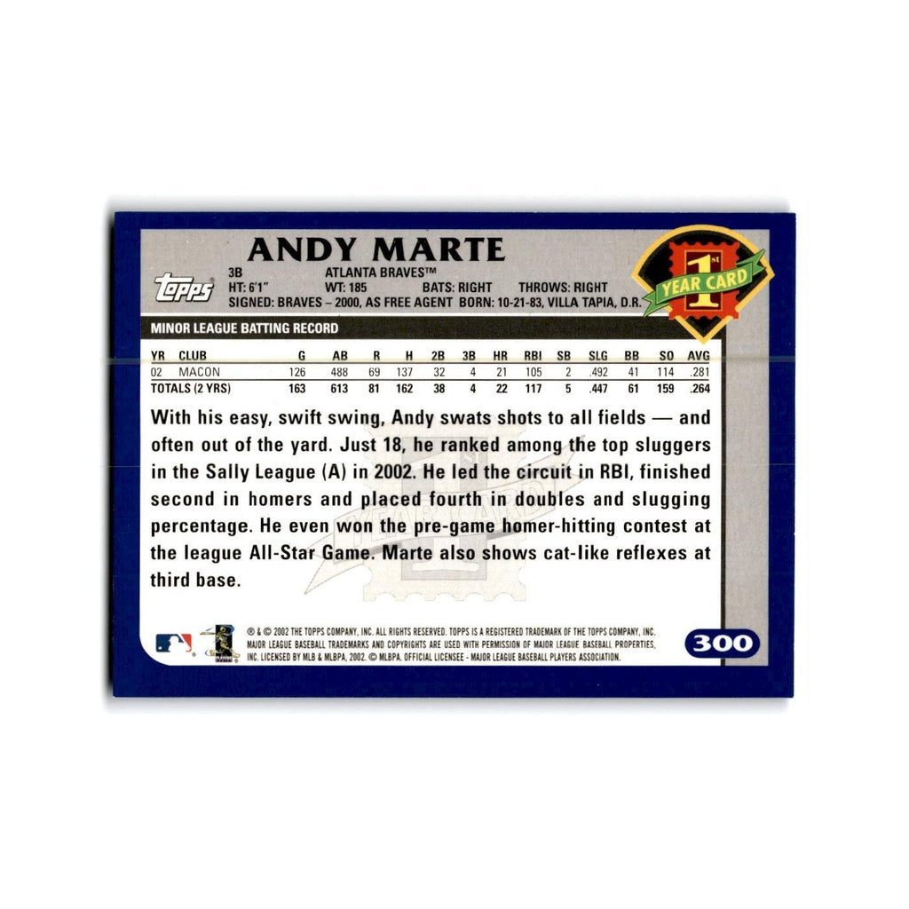 Andy Marte Rookie 2003 Topps #300 Atlanta Braves Baseball Card NM