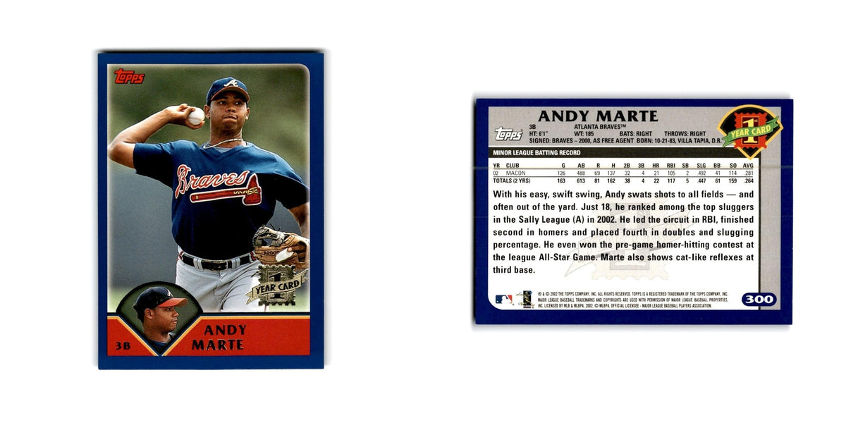 Andy Marte Rookie 2003 Topps #300 Atlanta Braves Baseball Card NM