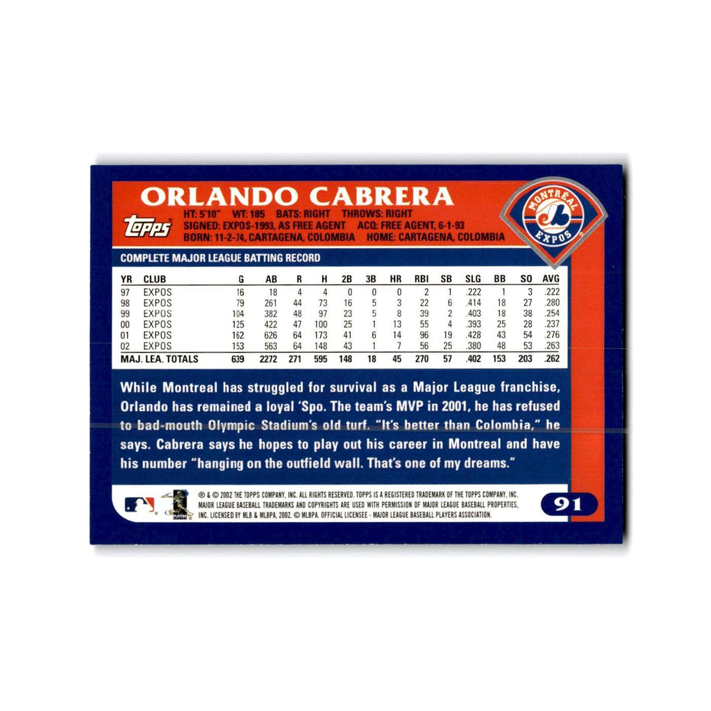 Orlando Cabrera 2003 Topps #91 Montreal Expos Baseball Card NM