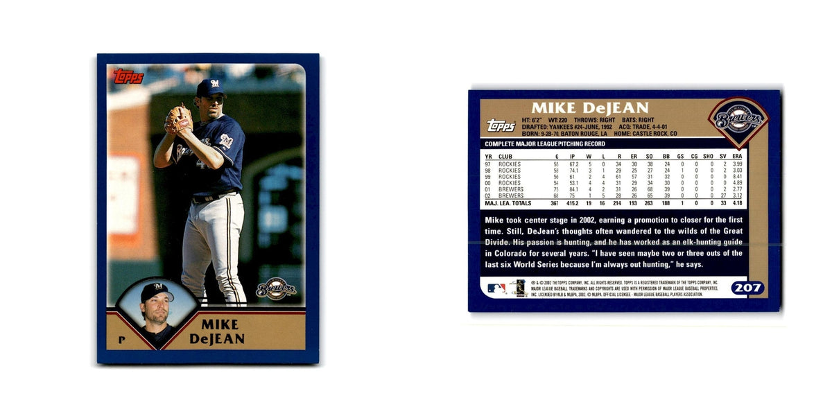 Mike DeJean 2003 Topps #207 Milwaukee Brewers Baseball Card NM