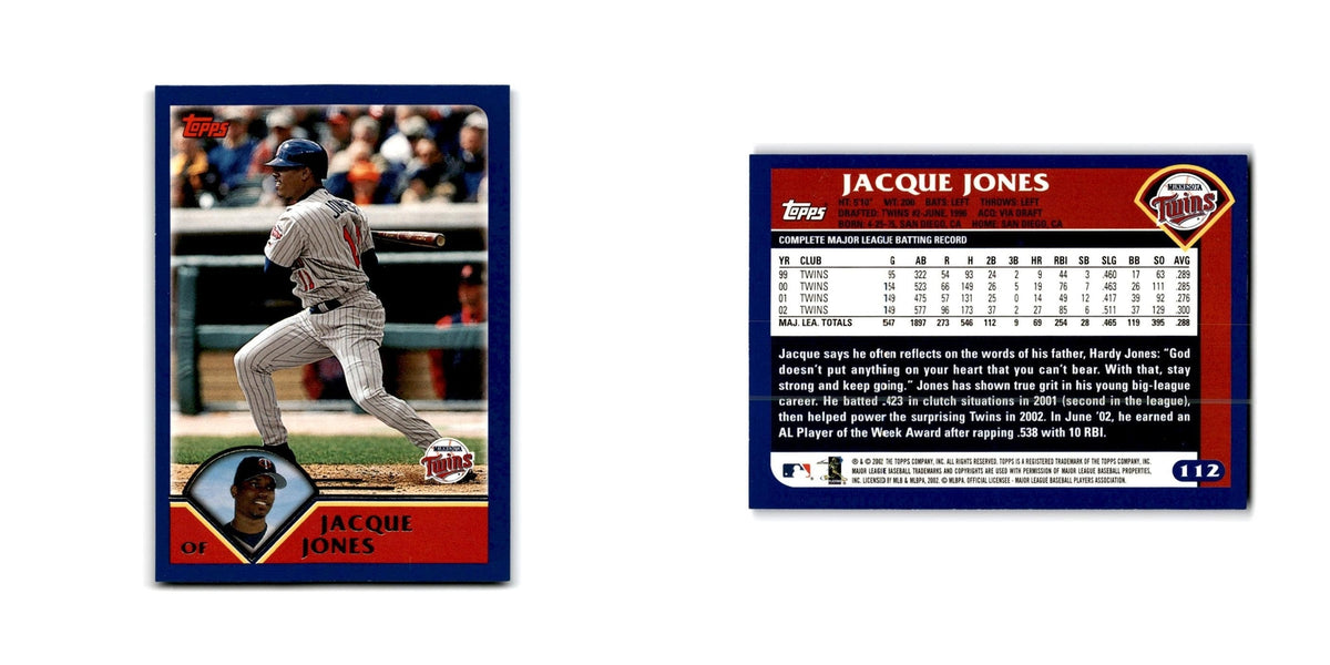 Jacque Jones 2003 Topps #112 Minnesota Twins Baseball Card NM