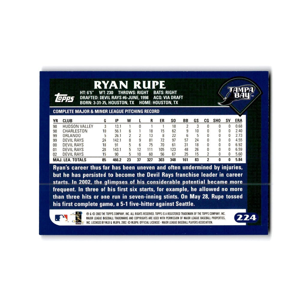 Ryan Rupe 2003 Topps #224 Tampa Bay Devil Rays Baseball Card NM