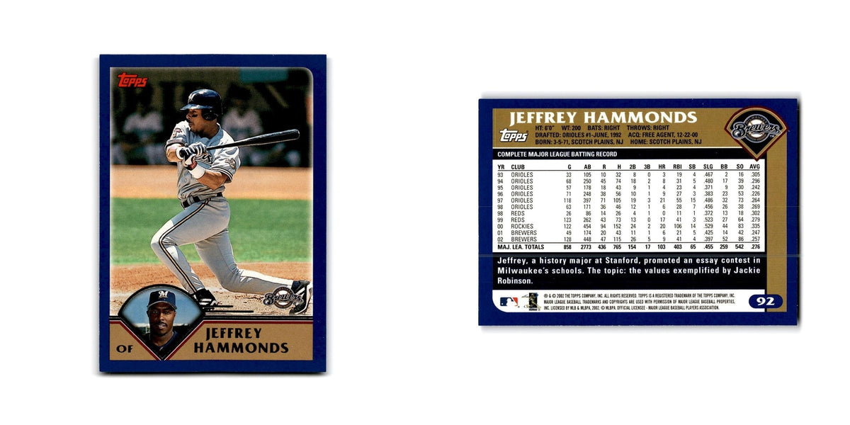 Jeffrey Hammonds 2003 Topps #92 Milwaukee Brewers Baseball Card NM