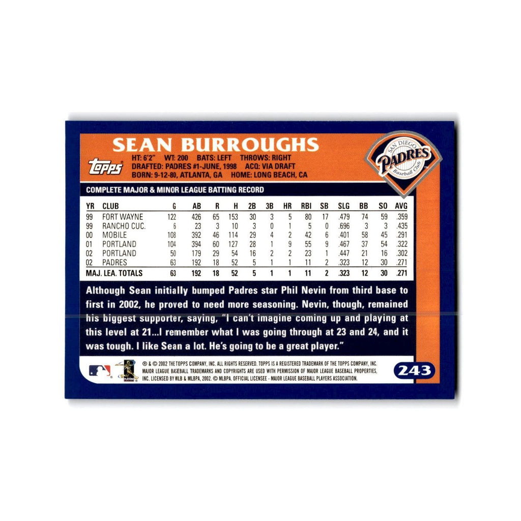 Sean Burroughs 2003 Topps #243 San Diego Padres Baseball Card NM
