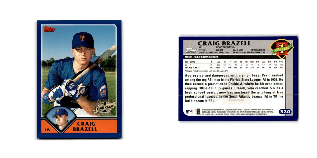 Craig Brazell Rookie 2003 Topps #320 New York Mets Baseball Card NM