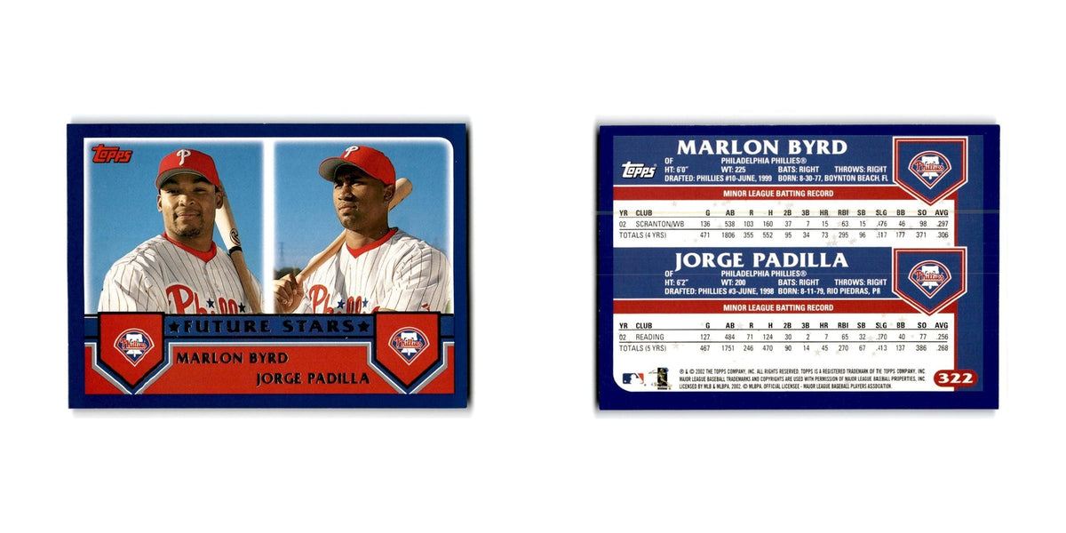 Marlon Byrd Jorge Padilla 2003 Topps #322 Philadelphia Phillies Baseball Card NM