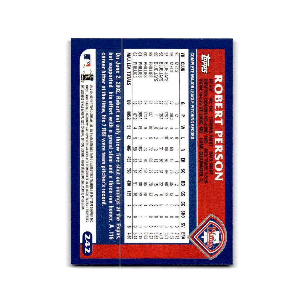Robert Person 2003 Topps #242 Philadelphia Phillies Baseball Card NM