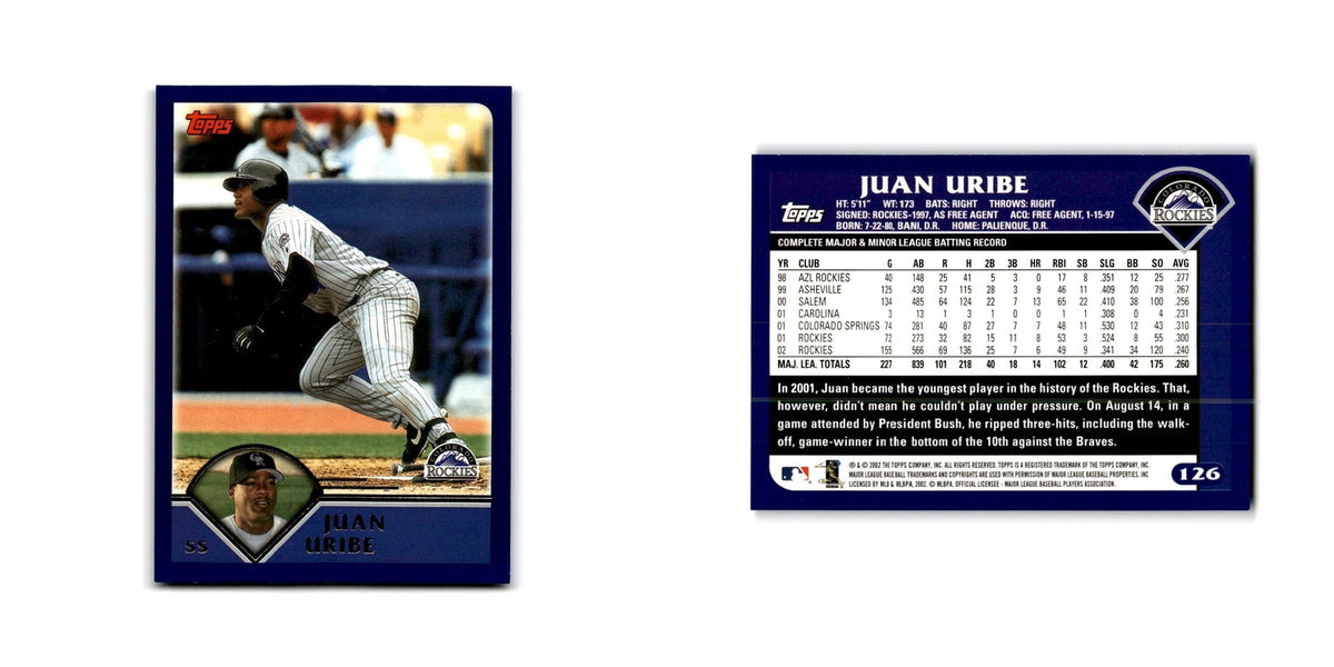 Juan Uribe 2003 Topps #126 Colorado Rockies Baseball Card NM
