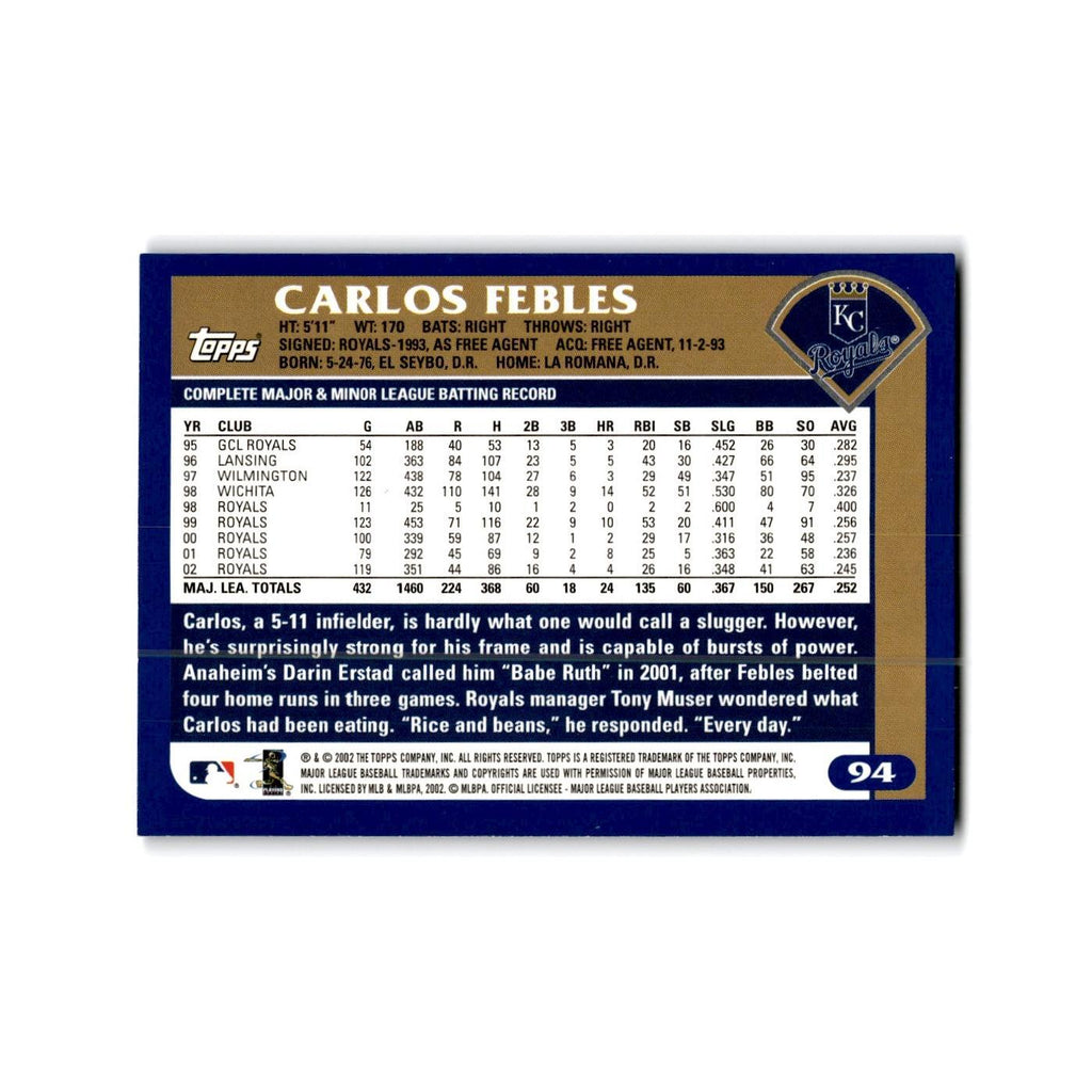 Carlos Febles 2003 Topps #94 Kansas City Royals Baseball Card NM