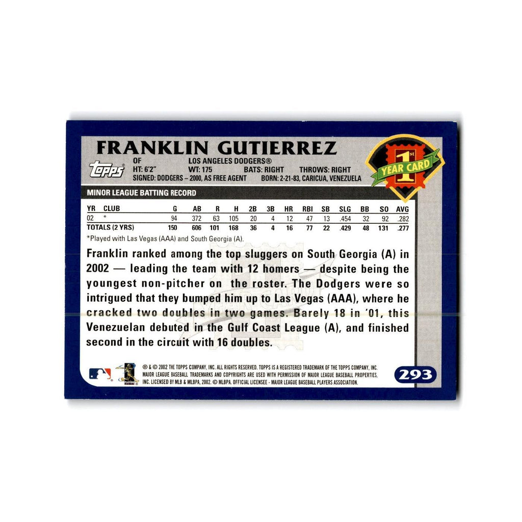 Franklin Gutierrez Rookie 2003 Topps #293 Los Angeles Dodgers Baseball Card NM