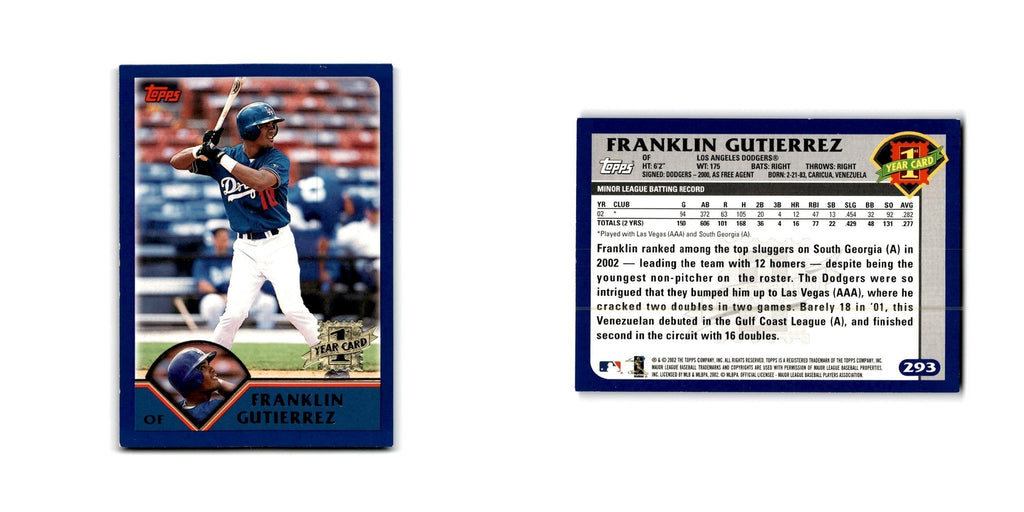 Franklin Gutierrez Rookie 2003 Topps #293 Los Angeles Dodgers Baseball Card NM