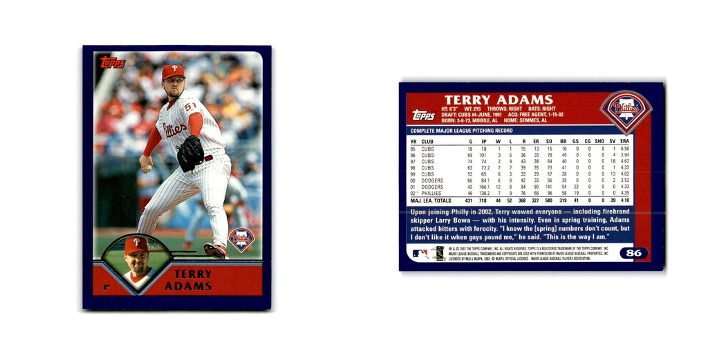 Terry Adams 2003 Topps #86 Philadelphia Phillies Baseball Card NM