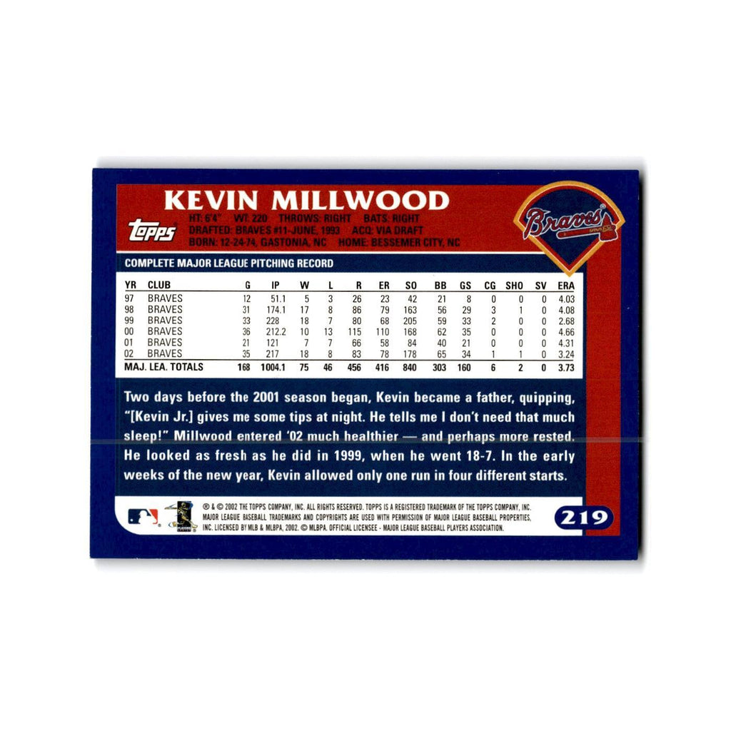 Kevin Millwood 2003 Topps #219 Atlanta Braves Baseball Card NM