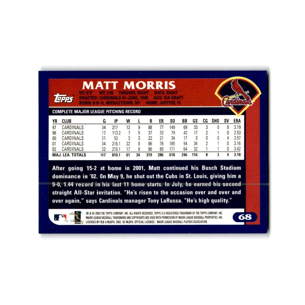 Matt Morris 2003 Topps #68 St. Louis Cardinals Baseball Card NM