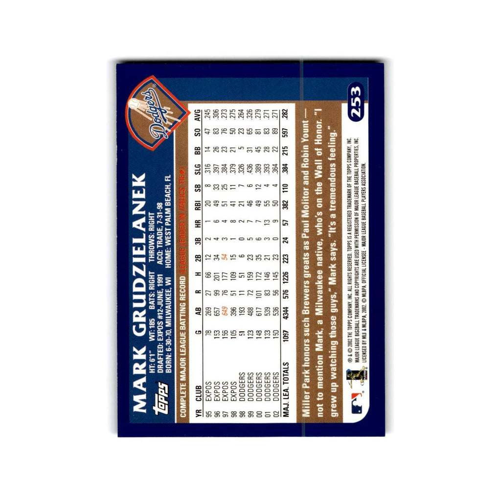 Mark Grudzielanek 2003 Topps #253 Los Angeles Dodgers Baseball Card NM