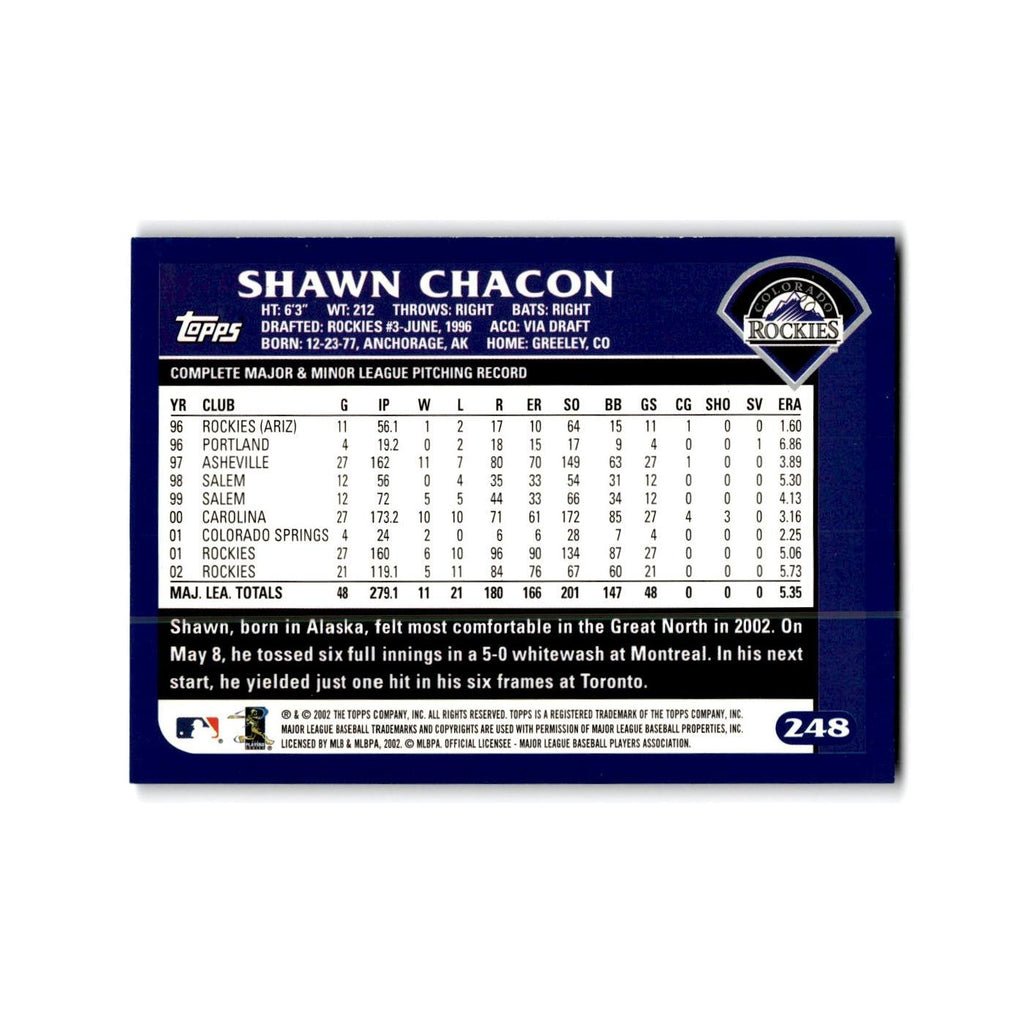 Shawn Chacon 2003 Topps #248 Colorado Rockies Baseball Card NM