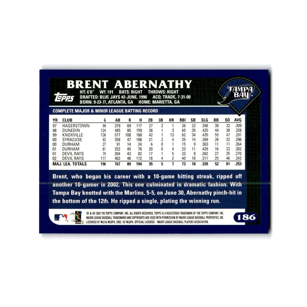 Brent Abernathy 2003 Topps #186 Tampa Bay Devil Rays Baseball Card NM