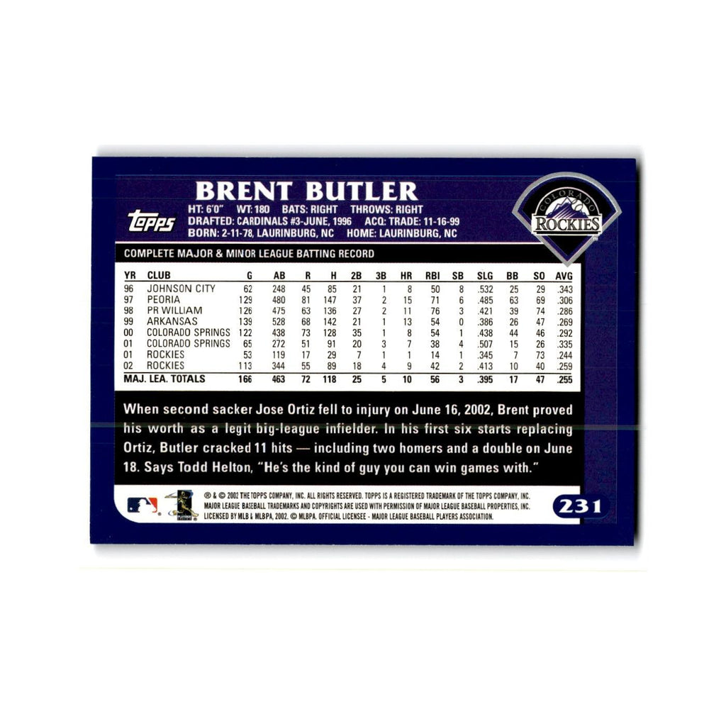Brent Butler 2003 Topps #231 Colorado Rockies Baseball Card NM