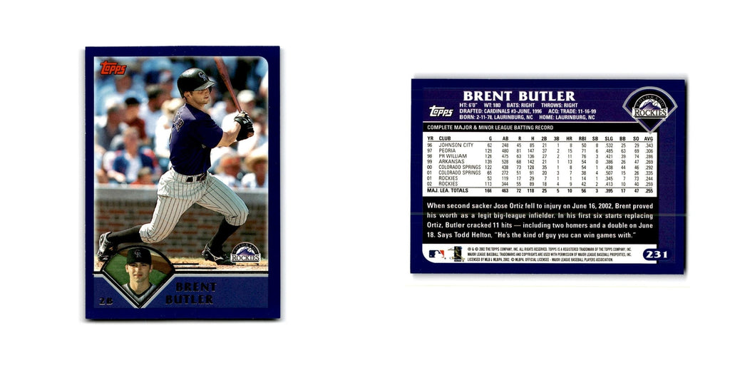 Brent Butler 2003 Topps #231 Colorado Rockies Baseball Card NM